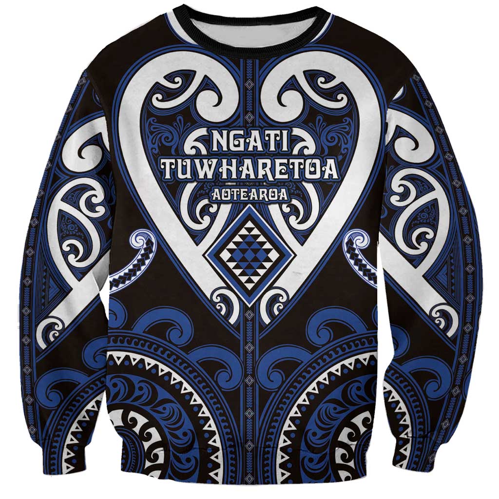 Custom Aotearoa Ngati Tuwharetoa Sweatshirt Maori Tribal Pattern LT05 Unisex Navy - Polynesian Pride