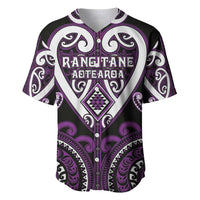 Custom Aotearoa Rangitane Baseball Jersey Maori Tribal Pattern LT05 Purple - Polynesian Pride