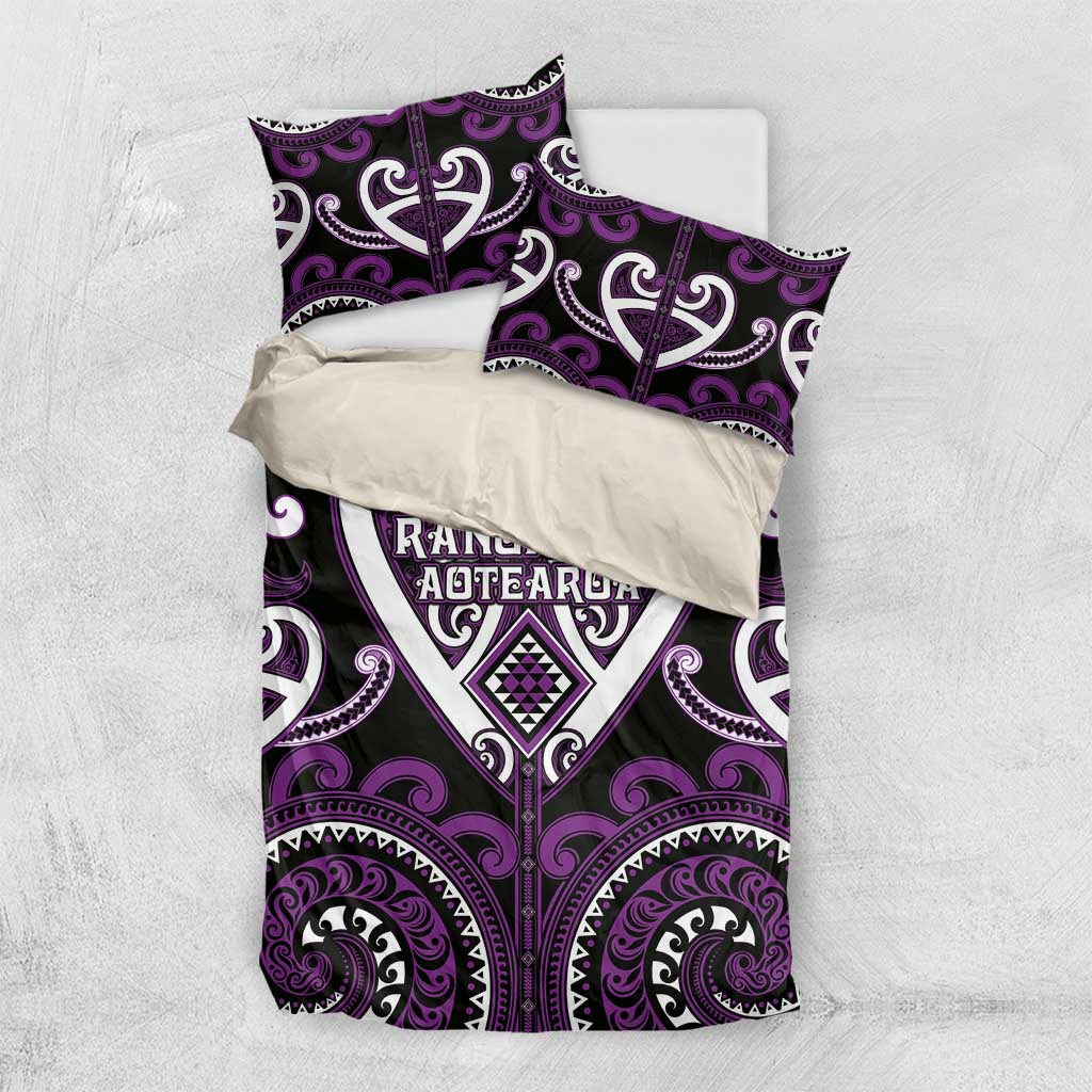 Aotearoa Rangitane Bedding Set Maori Tribal Pattern LT05 US Twin 172cm x 218cm Purple - Polynesian Pride