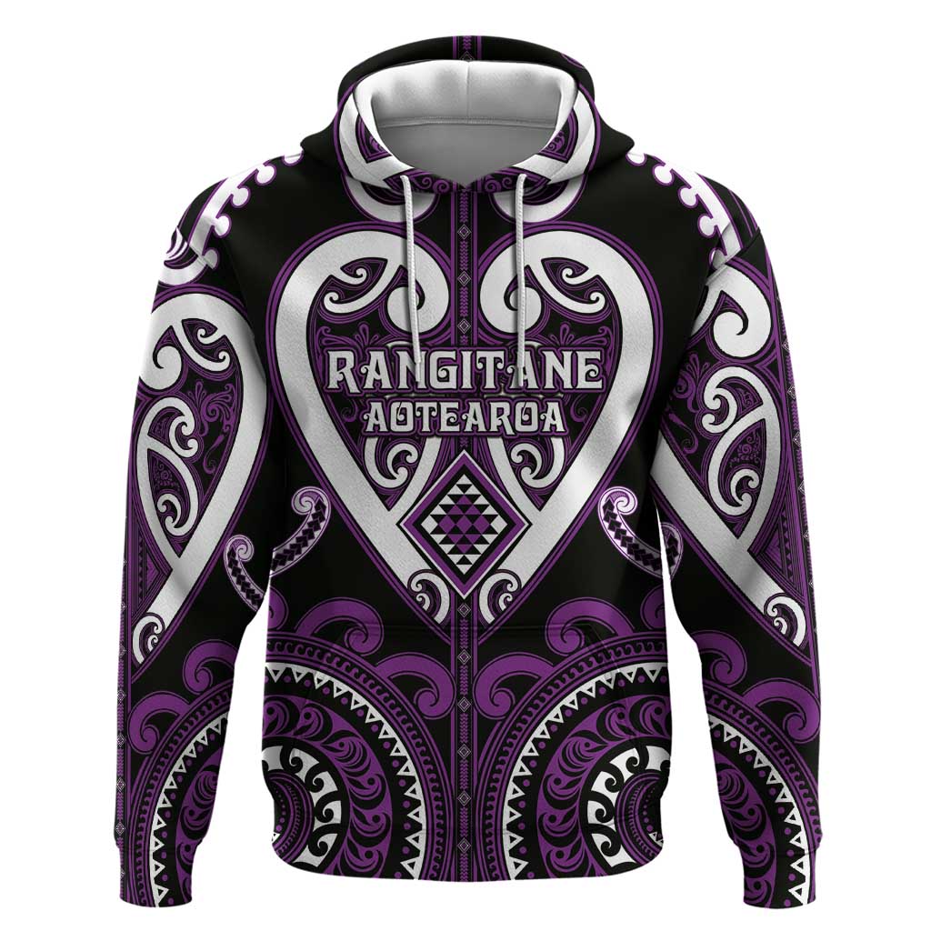 Custom Aotearoa Rangitane Hoodie Maori Tribal Pattern LT05 Pullover Hoodie Purple - Polynesian Pride