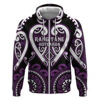 Custom Aotearoa Rangitane Hoodie Maori Tribal Pattern LT05 Zip Hoodie Purple - Polynesian Pride