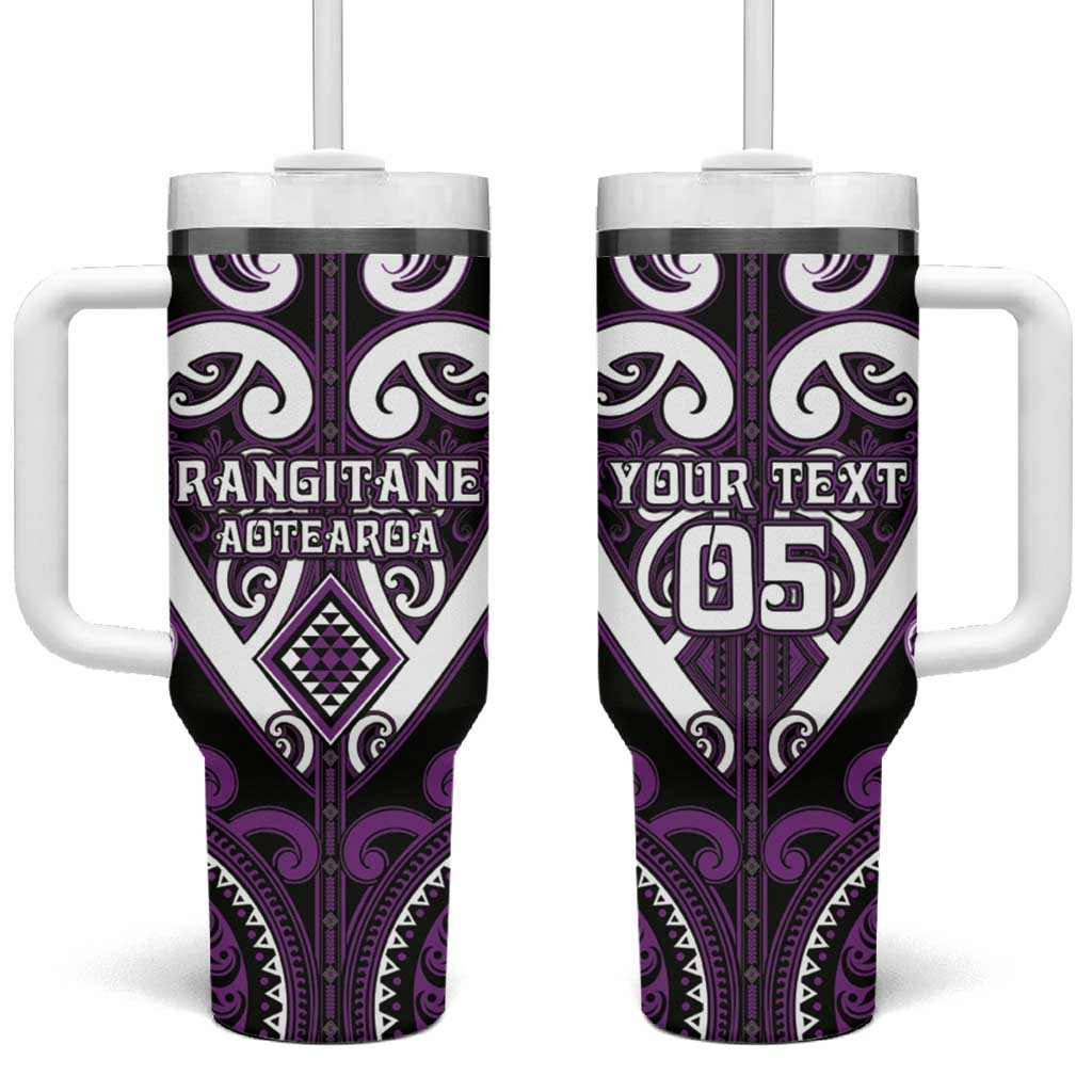 Custom Aotearoa Rangitane Tumbler With Handle Maori Tribal Pattern LT05 One Size: 40 oz Purple - Polynesian Pride
