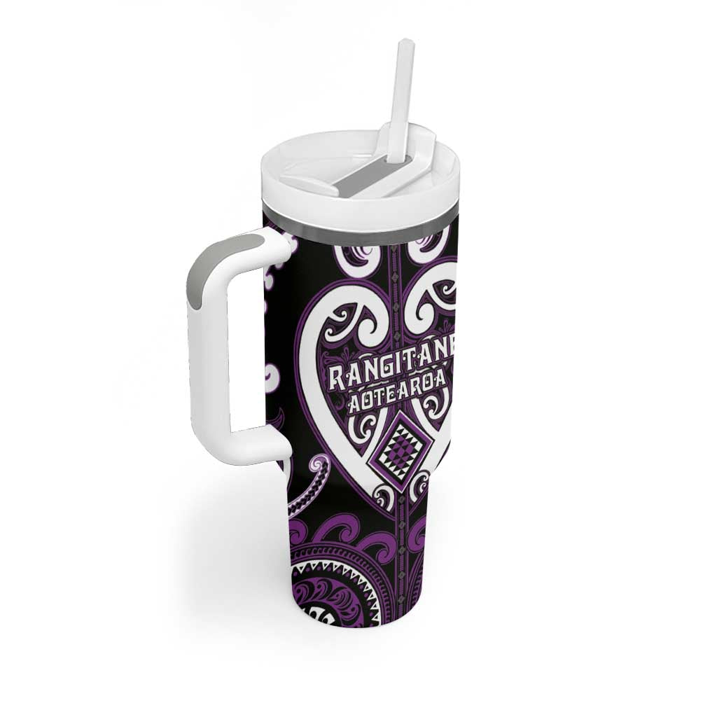 Custom Aotearoa Rangitane Tumbler With Handle Maori Tribal Pattern LT05 - Polynesian Pride