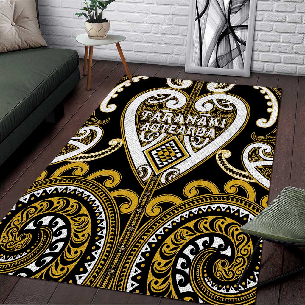 Aotearoa Taranaki Area Rug Maori Tribal Pattern LT05 Yellow - Polynesian Pride