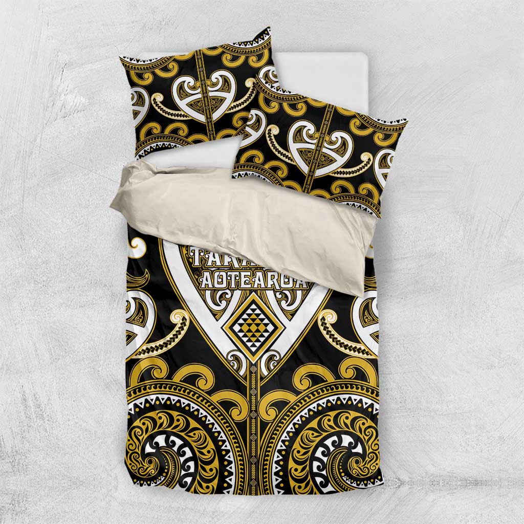 Aotearoa Taranaki Bedding Set Maori Tribal Pattern LT05 US Twin 172cm x 218cm Yellow - Polynesian Pride