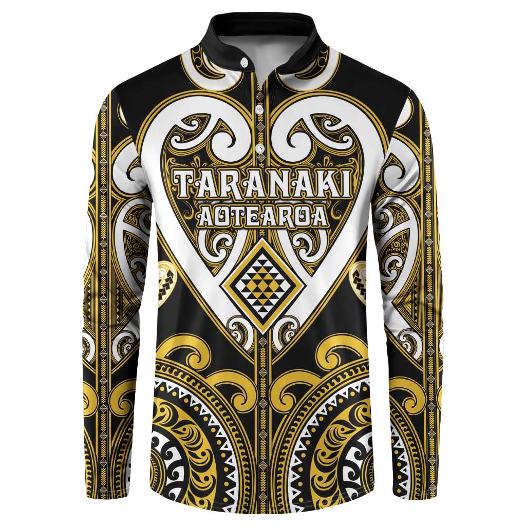 Custom Aotearoa Taranaki Button Sweatshirt Maori Tribal Pattern LT05 Yellow - Polynesian Pride