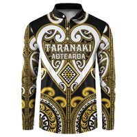 Custom Aotearoa Taranaki Button Sweatshirt Maori Tribal Pattern LT05 Yellow - Polynesian Pride