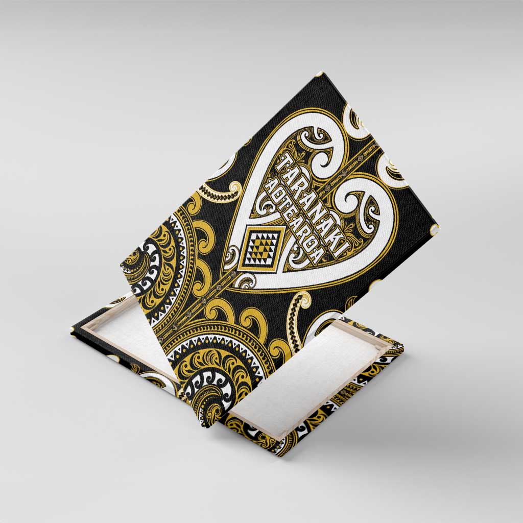 Aotearoa Taranaki Canvas Wall Art Maori Tribal Pattern LT05 With Frame Yellow - Polynesian Pride