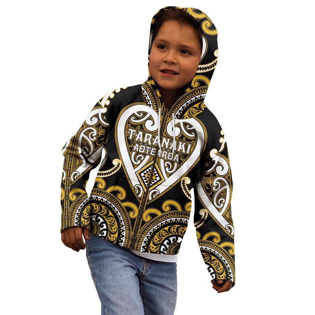 Custom Aotearoa Taranaki Kid Hoodie Maori Tribal Pattern LT05 - Polynesian Pride