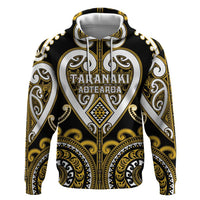 Custom Aotearoa Taranaki Zip Hoodie Maori Tribal Pattern LT05 Pullover Hoodie Yellow - Polynesian Pride