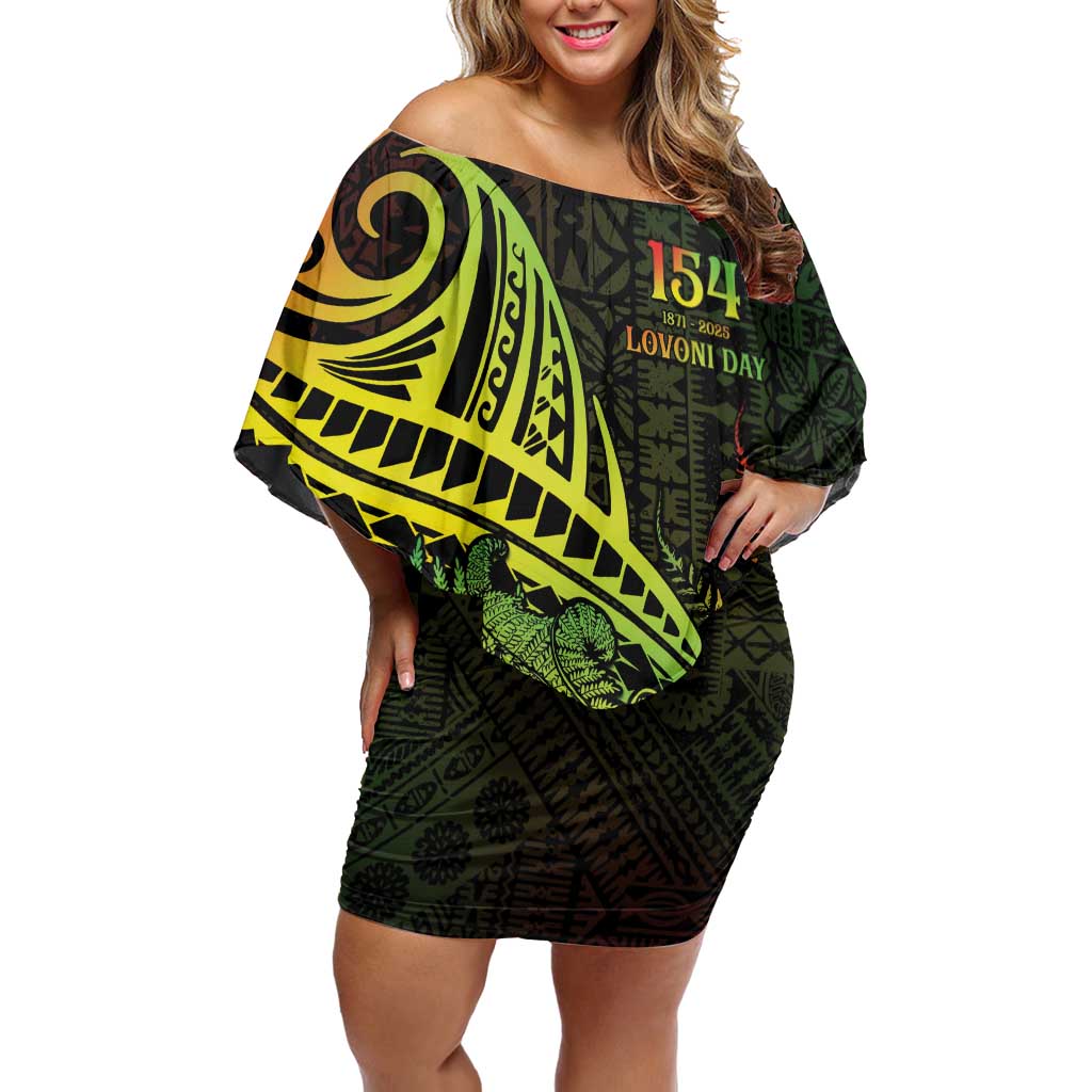 Personalised Fiji Lovoni Day Off Shoulder Short Dress 154th Years LT05 Women Reggae - Polynesian Pride