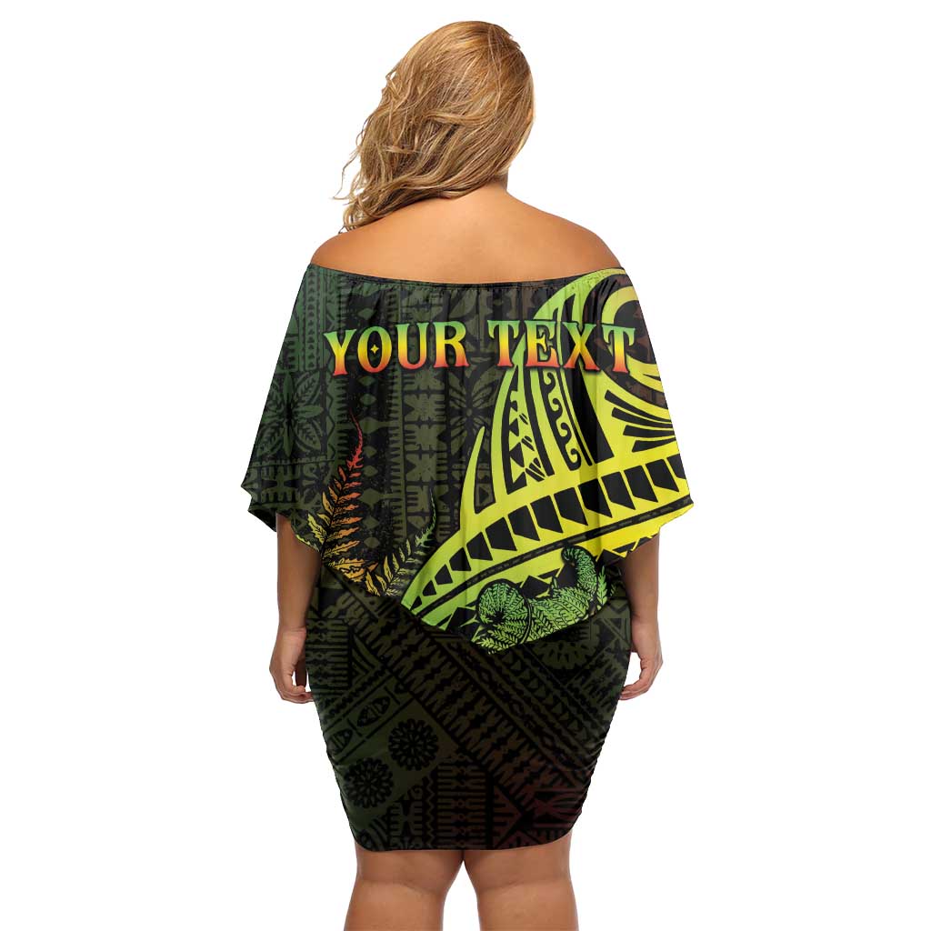 Personalised Fiji Lovoni Day Off Shoulder Short Dress 154th Years LT05 - Polynesian Pride