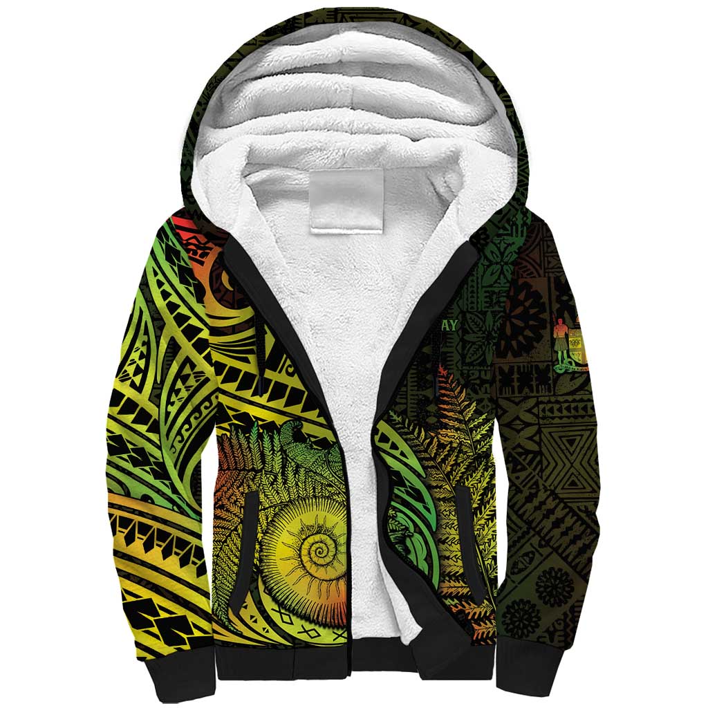 Personalised Fiji Lovoni Day Sherpa Hoodie 154th Years LT05 Unisex Reggae - Polynesian Pride