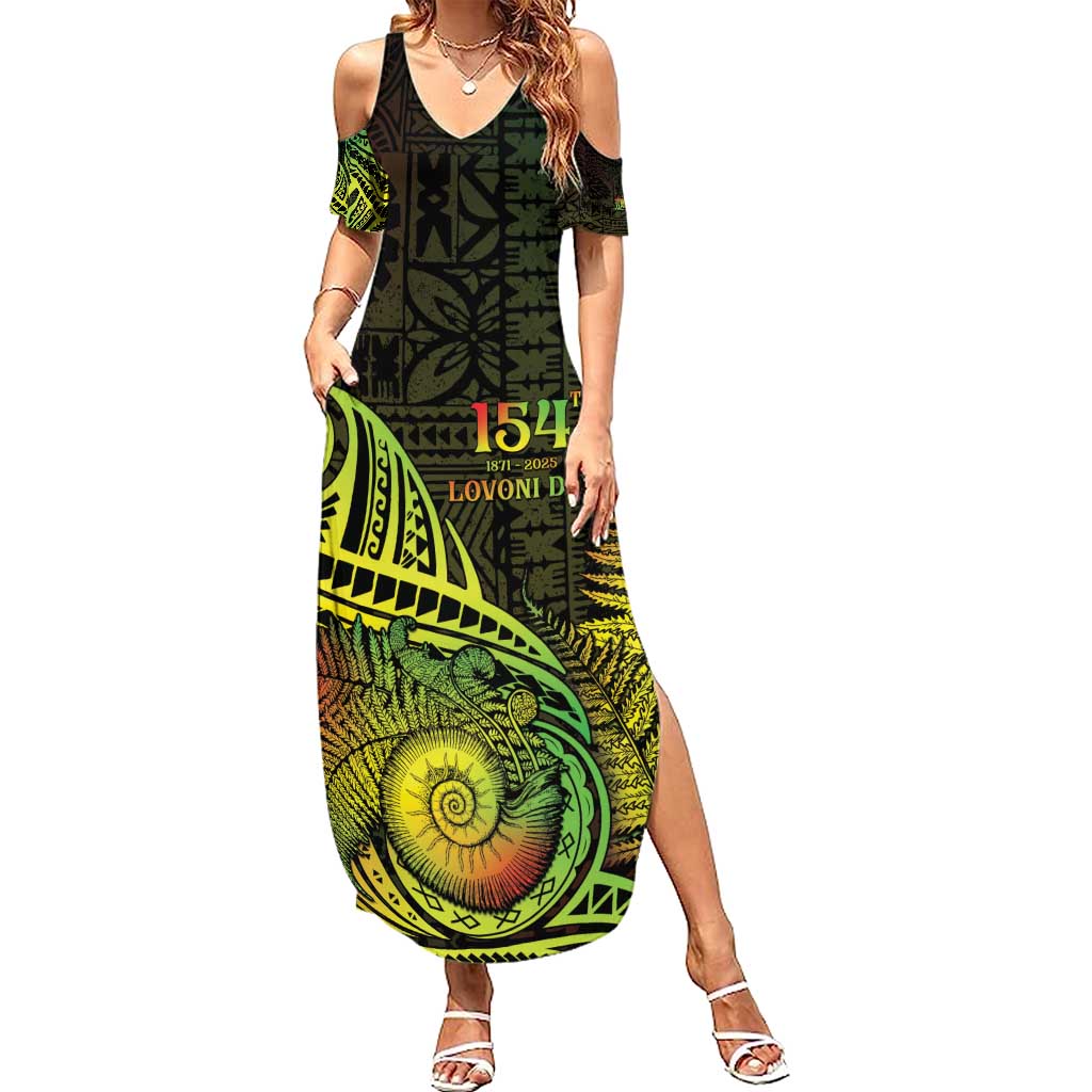 Personalised Fiji Lovoni Day Summer Maxi Dress 154th Years LT05 Women Reggae - Polynesian Pride