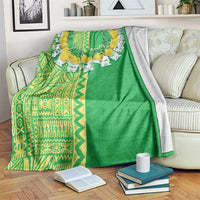Fiji Lovoni Blanket Fijian Tapa Salusalu Green Glitter LT05 Green - Polynesian Pride