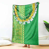 Fiji Lovoni Blanket Fijian Tapa Salusalu Green Glitter LT05 - Polynesian Pride