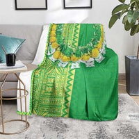 Fiji Lovoni Blanket Fijian Tapa Salusalu Green Glitter LT05 - Polynesian Pride