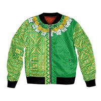 Fiji Lovoni Bomber Jacket Fijian Tapa Salusalu Green Glitter LT05 Unisex Green - Polynesian Pride