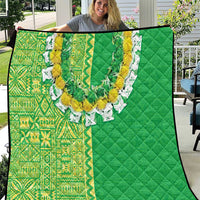 Fiji Lovoni Quilt Fijian Tapa Salusalu Green Glitter LT05 Green - Polynesian Pride