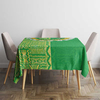 Fiji Lovoni Tablecloth Fijian Tapa Salusalu Green Glitter LT05 - Polynesian Pride