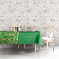 Fiji Lovoni Tablecloth Fijian Tapa Salusalu Green Glitter LT05 - Polynesian Pride