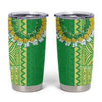 Fiji Lovoni Tumbler Cup Fijian Tapa Salusalu Green Glitter LT05 Green - Polynesian Pride