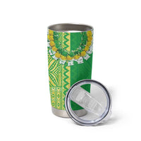Fiji Lovoni Tumbler Cup Fijian Tapa Salusalu Green Glitter LT05 - Polynesian Pride