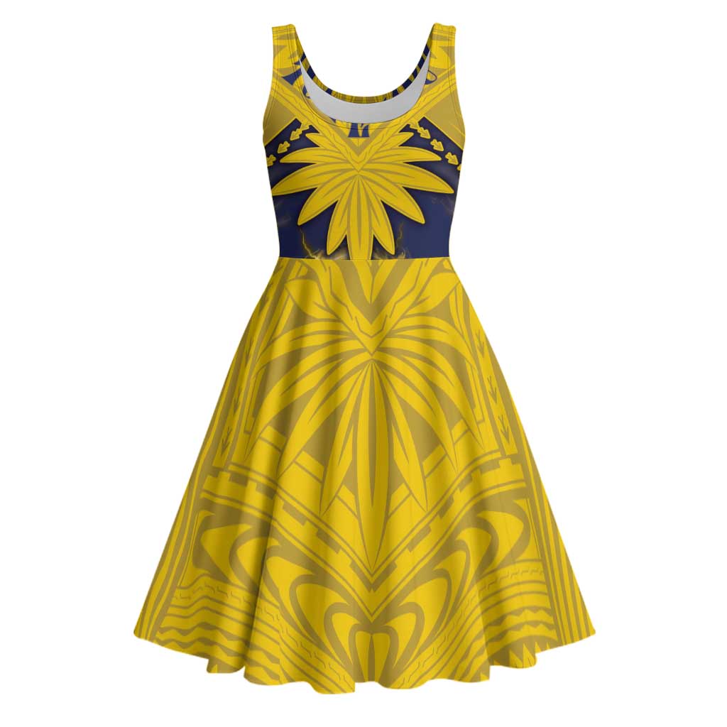 Tokelau Tokehega Day Midi Dress National Badge Special Style LT05 Yellow - Polynesian Pride