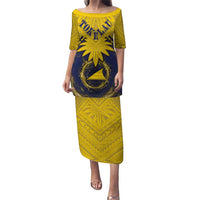 Tokelau Tokehega Day Puletasi National Badge Special Style LT05 Long Dress Yellow - Polynesian Pride