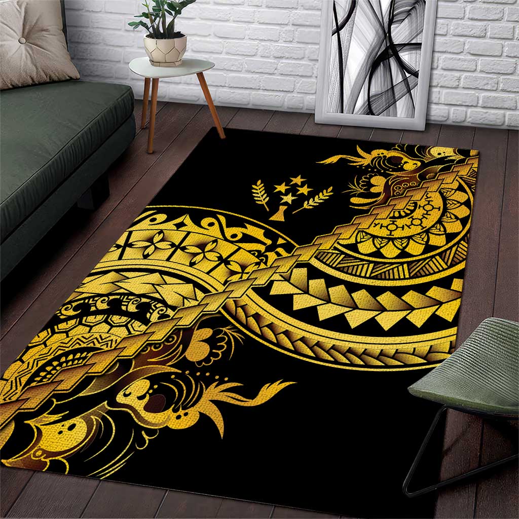 Kosrae Liberation Day Area Rug Polynesian Floral Tattoo LT05 Gold - Polynesian Pride