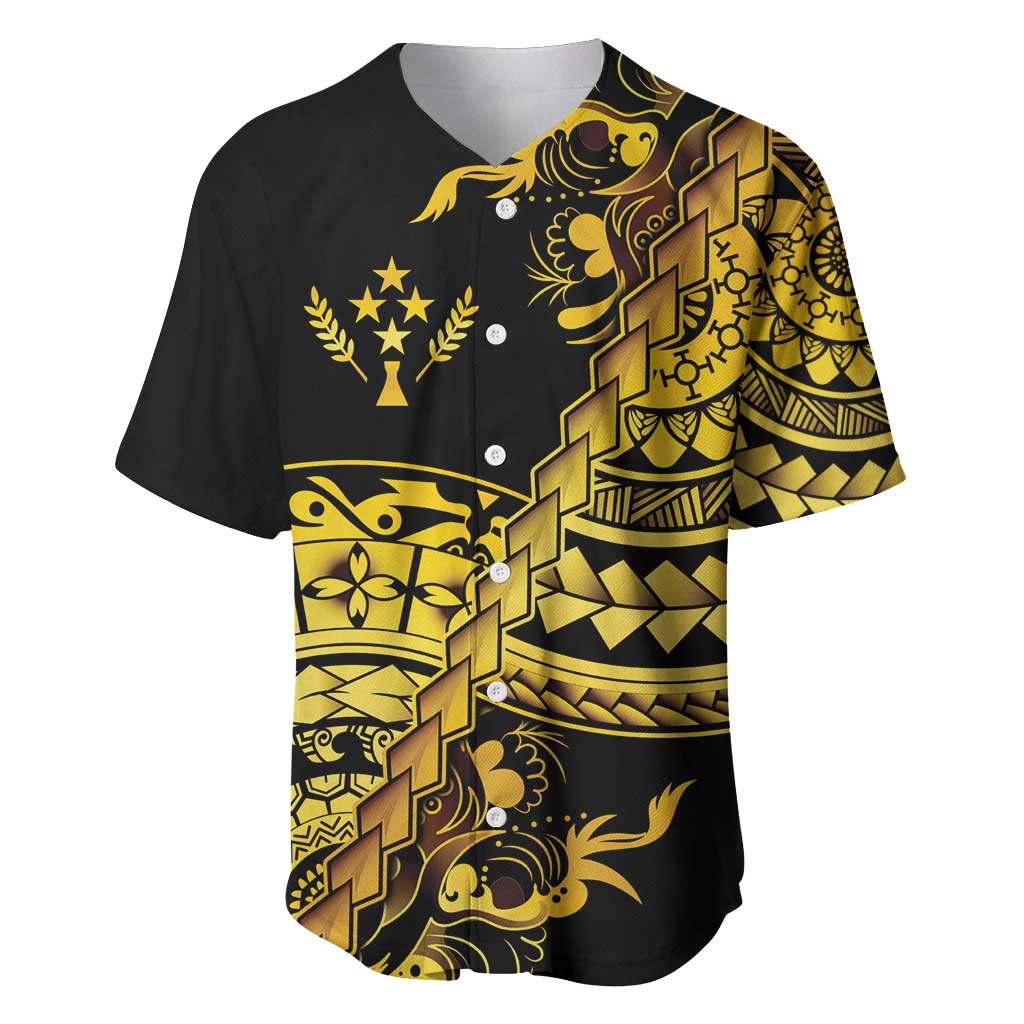 Kosrae Liberation Day Baseball Jersey Polynesian Floral Tattoo LT05 Gold - Polynesian Pride