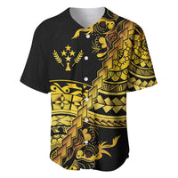 Kosrae Liberation Day Baseball Jersey Polynesian Floral Tattoo LT05 Gold - Polynesian Pride