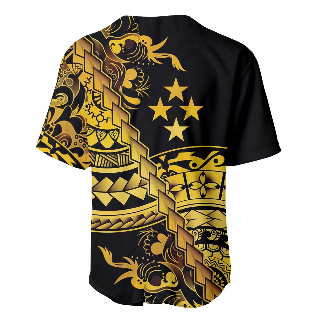Kosrae Liberation Day Baseball Jersey Polynesian Floral Tattoo LT05 - Polynesian Pride