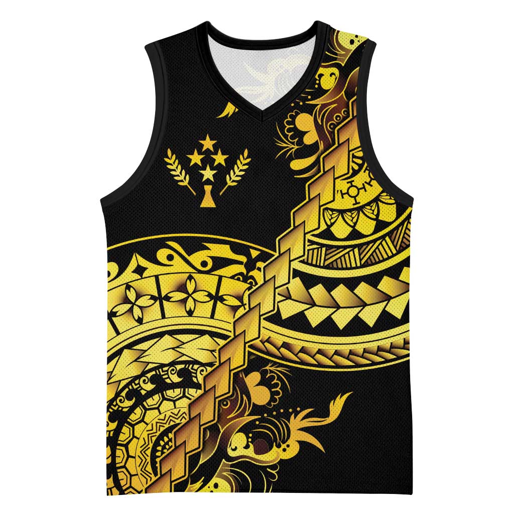 Kosrae Liberation Day Basketball Jersey Polynesian Floral Tattoo LT05 Unisex Gold - Polynesian Pride