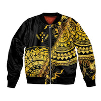 Kosrae Liberation Day Bomber Jacket Polynesian Floral Tattoo LT05 Unisex Gold - Polynesian Pride