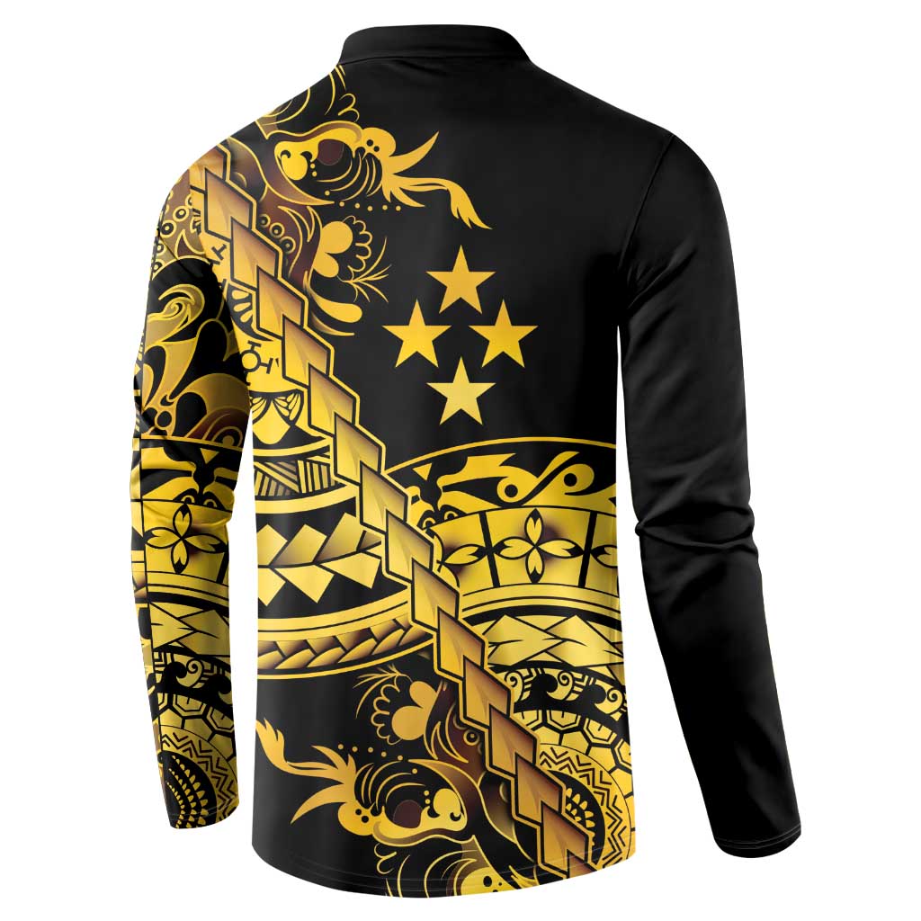 Kosrae Liberation Day Button Sweatshirt Polynesian Floral Tattoo LT05 - Polynesian Pride