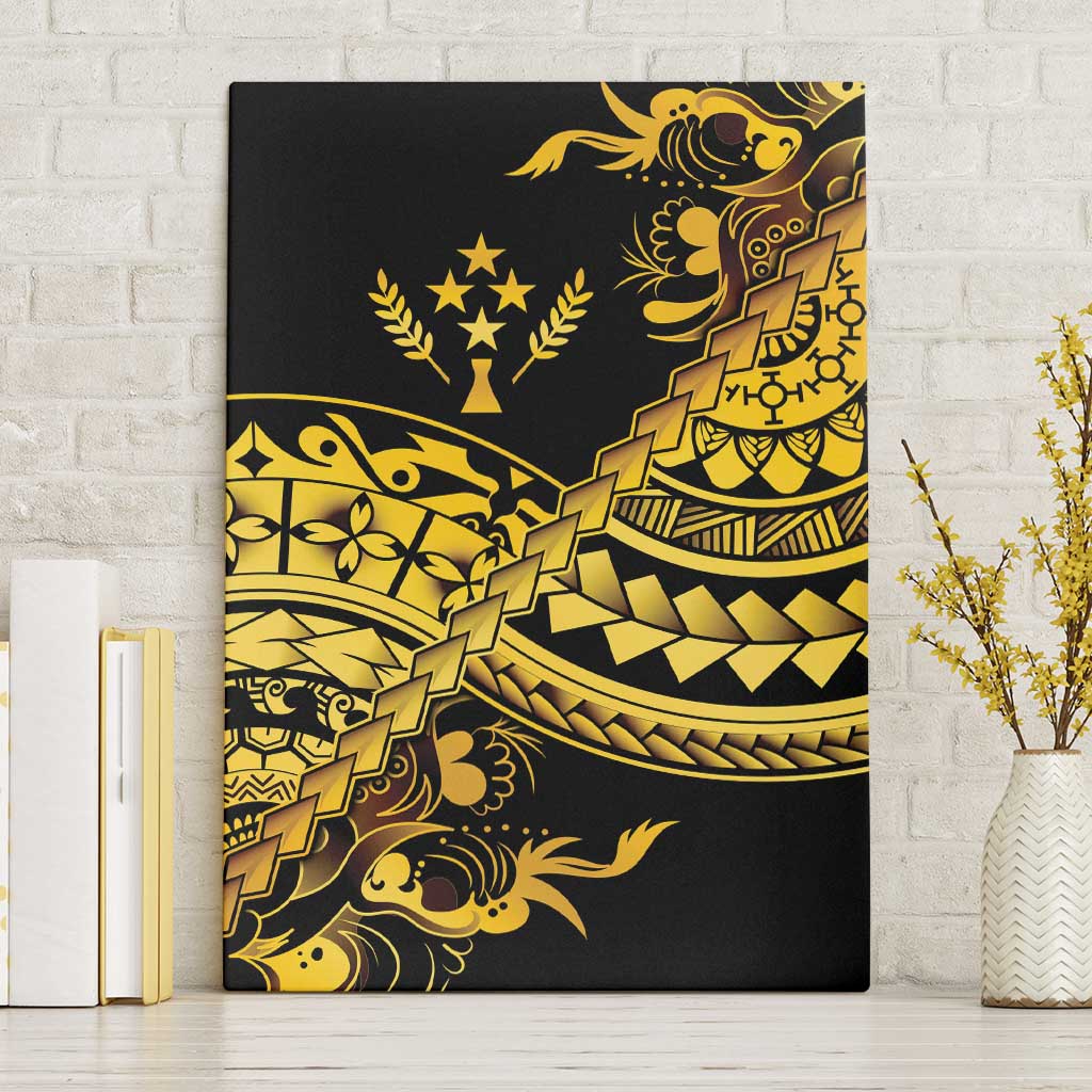Kosrae Liberation Day Canvas Wall Art Polynesian Floral Tattoo LT05 Without Frame Gold - Polynesian Pride