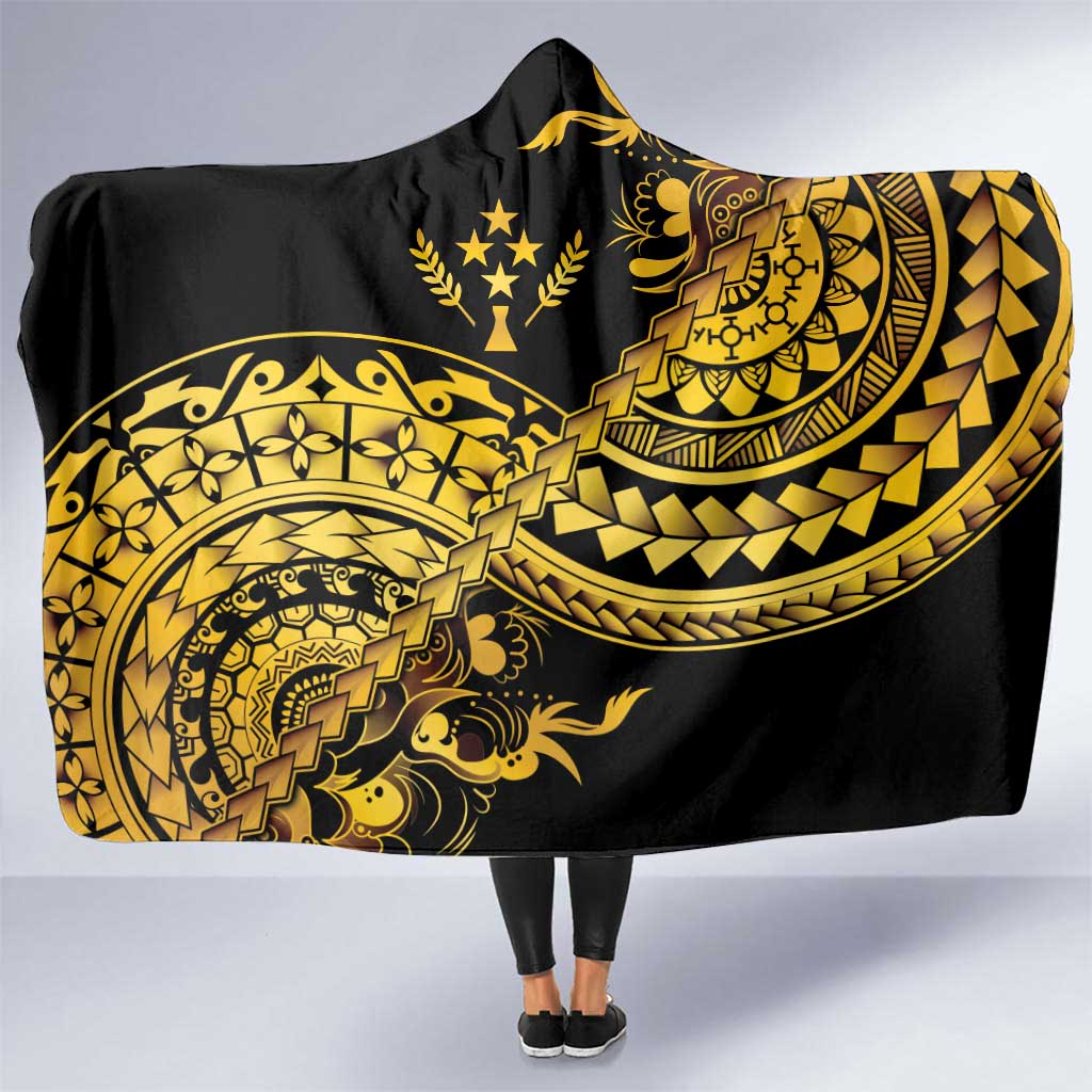 Kosrae Liberation Day Hooded Blanket Polynesian Floral Tattoo LT05 One Size Gold - Polynesian Pride