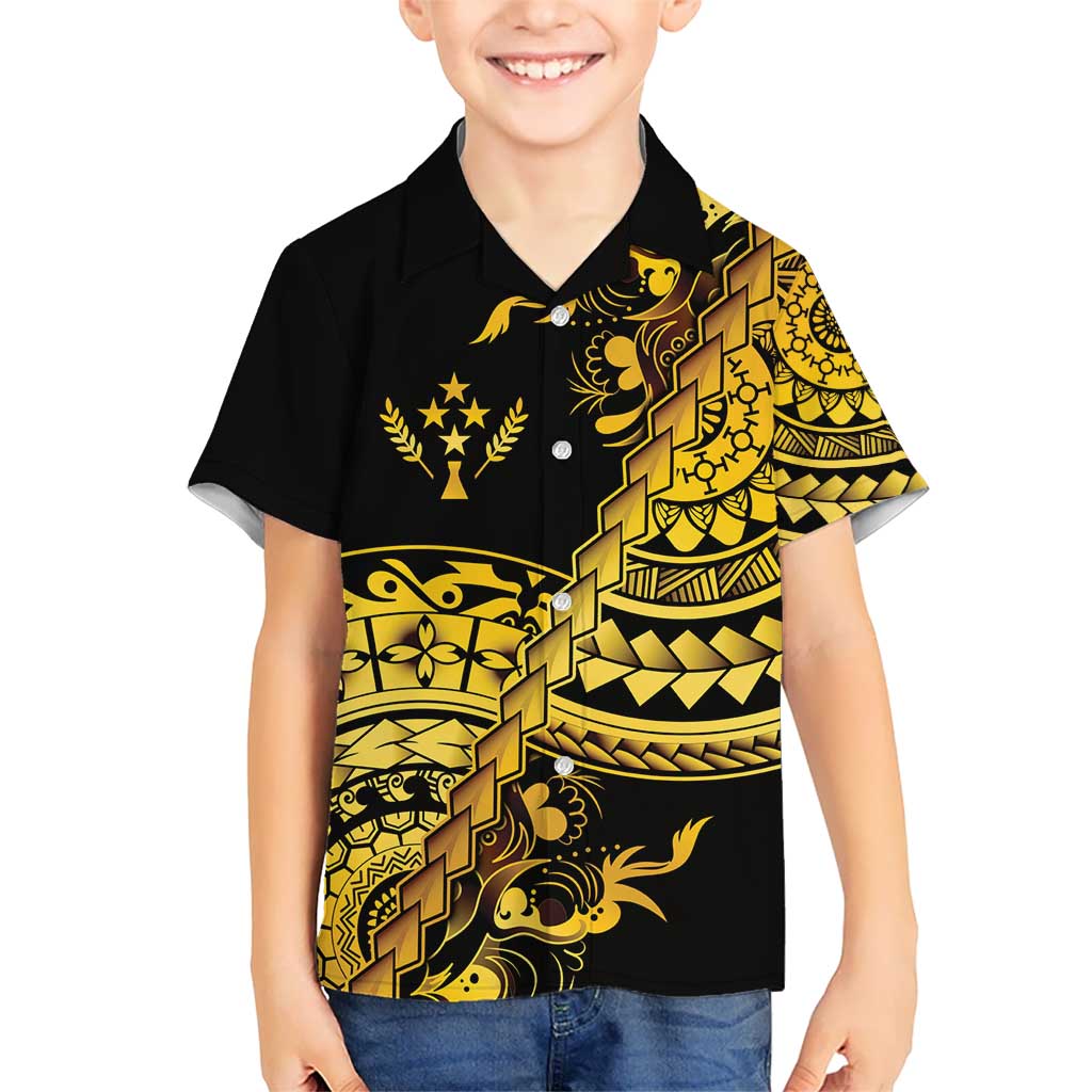 Kosrae Liberation Day Kid Hawaiian Shirt Polynesian Floral Tattoo LT05 Kid Gold - Polynesian Pride
