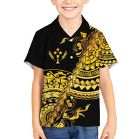 Kosrae Liberation Day Kid Hawaiian Shirt Polynesian Floral Tattoo LT05 Kid Gold - Polynesian Pride