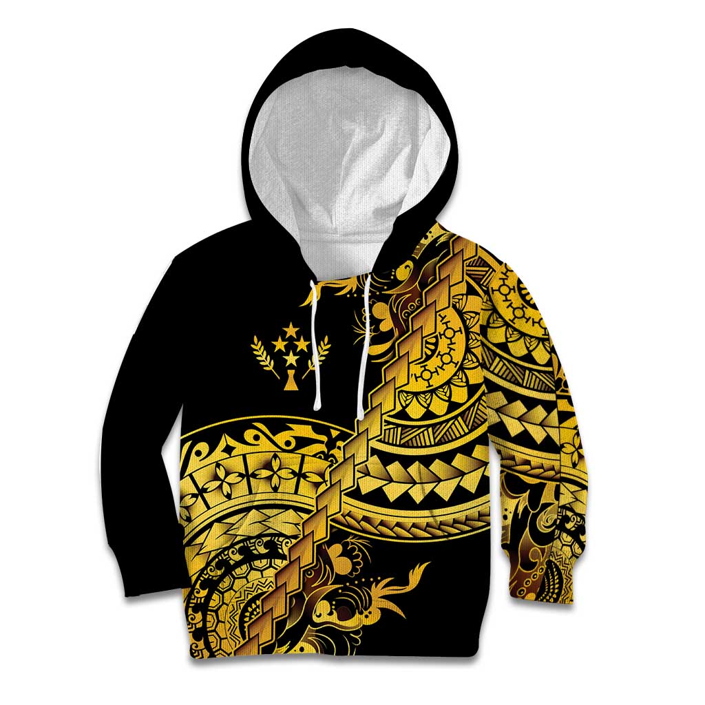 Kosrae Liberation Day Kid Hoodie Polynesian Floral Tattoo LT05 Hoodie Gold - Polynesian Pride