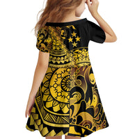Kosrae Liberation Day Kid Short Sleeve Dress Polynesian Floral Tattoo LT05 - Polynesian Pride
