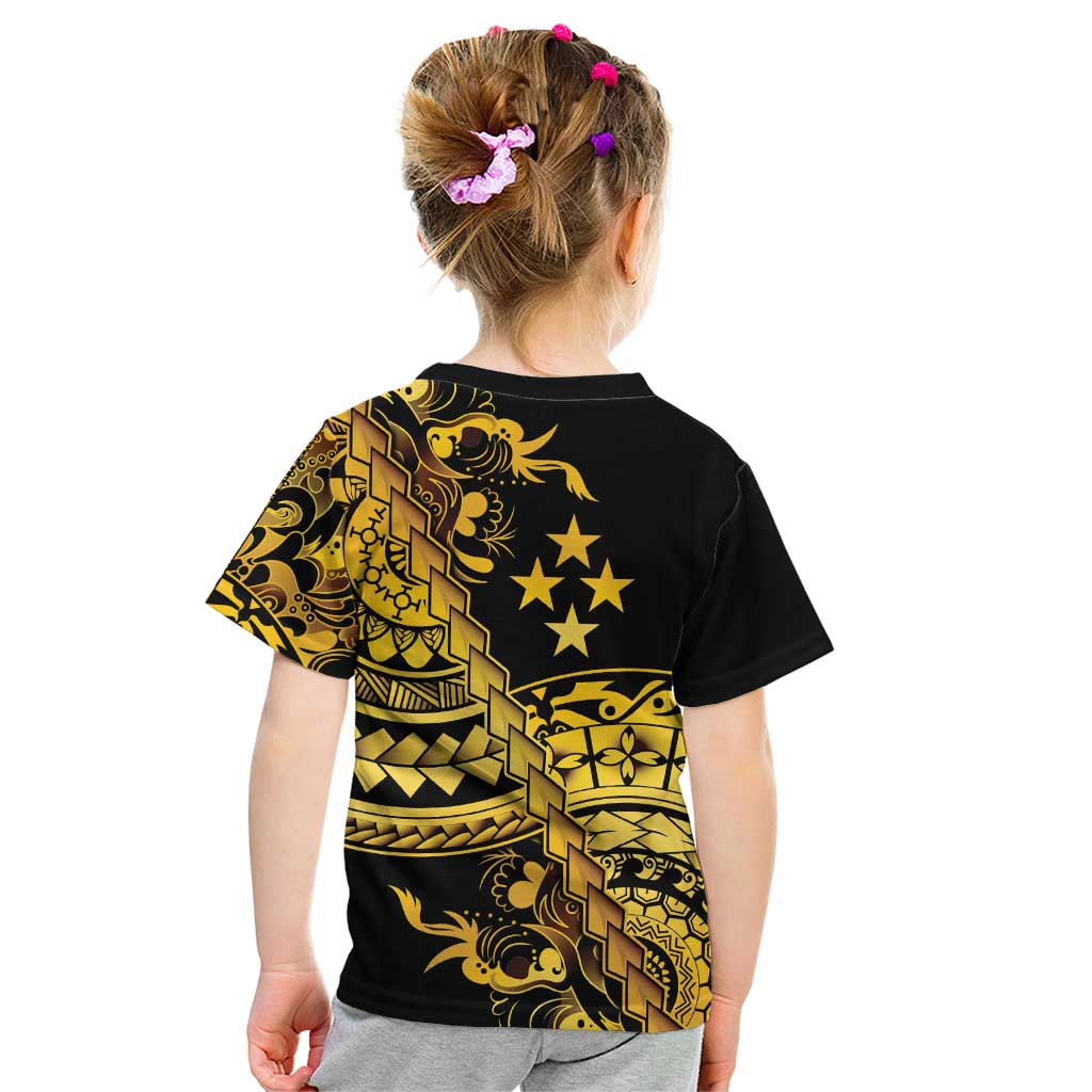 Kosrae Liberation Day Kid T Shirt Polynesian Floral Tattoo LT05 - Polynesian Pride