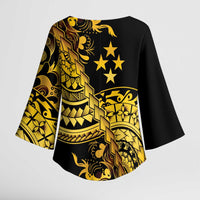 Kosrae Liberation Day Kimono Sleeve Blouse Polynesian Floral Tattoo LT05 - Polynesian Pride