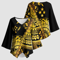 Kosrae Liberation Day Kimono Sleeve Blouse Polynesian Floral Tattoo LT05 - Polynesian Pride
