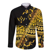 Kosrae Liberation Day Long Sleeve Button Shirt Polynesian Floral Tattoo LT05 Unisex Gold - Polynesian Pride