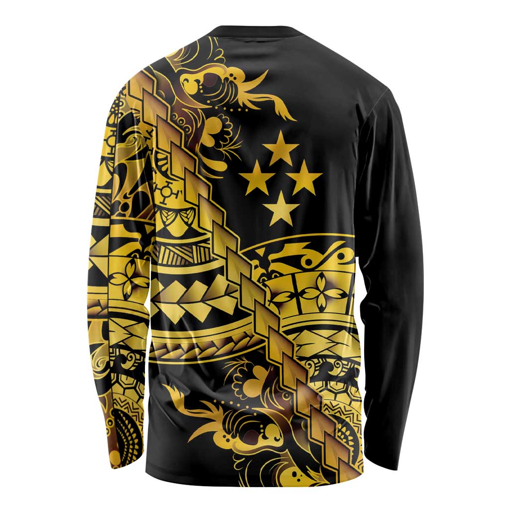Kosrae Liberation Day Long Sleeve Shirt Polynesian Floral Tattoo LT05 - Polynesian Pride