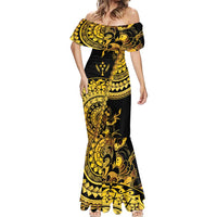 Kosrae Liberation Day Mermaid Dress Polynesian Floral Tattoo LT05 - Polynesian Pride