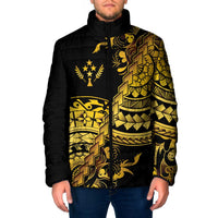 Kosrae Liberation Day Padded Jacket Polynesian Floral Tattoo LT05 Gold - Polynesian Pride
