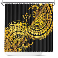 Kosrae Liberation Day Shower Curtain Polynesian Floral Tattoo LT05 Gold - Polynesian Pride
